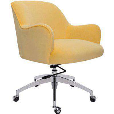Velvet Upholstered Office Task Swivel Chair - Yellow