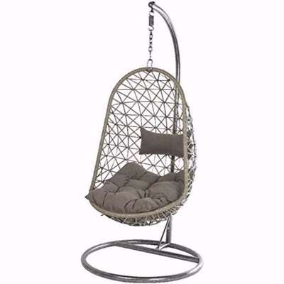 Vienna Rattan Weave Hanging Egg Chair - Grey