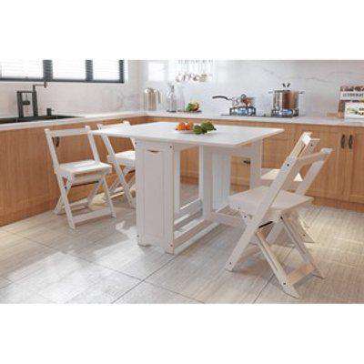 WestWood Folding Dining Table and 4 Chairs Set  - White