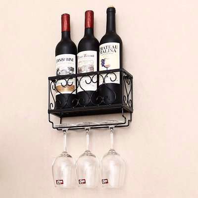 Red Wine Glass Drink Bottle Cabinet Storage Rack - Black
