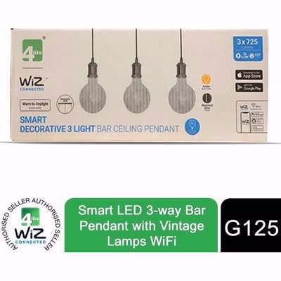 WiZ WiFi SMART LED G125 Amber Vintage Lamps - 3-way Bar Pendant - White / 90cm