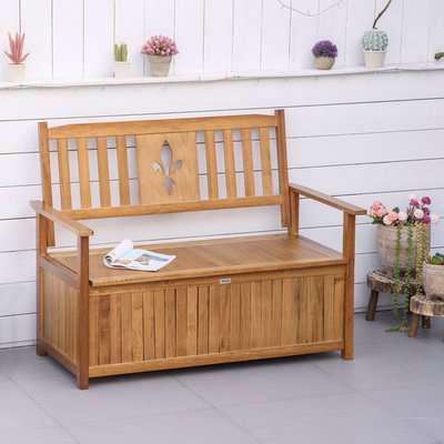 2 Seater Wood Garden Storage Bench New Style - Natural
