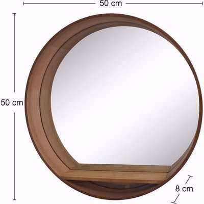 Wooden Mirrored Wall Shelf - Brown