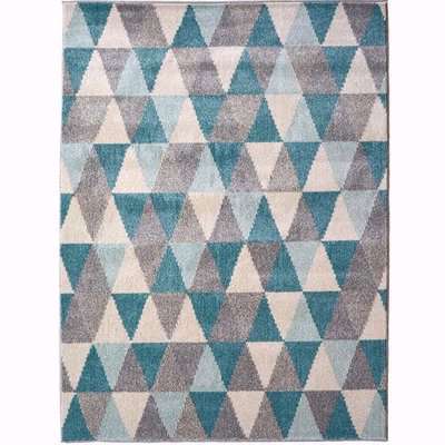 Blue Wool Look Geometric Rug - Perth - Blue / 230cm