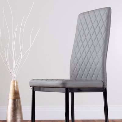 4x Milan Dining Chairs (Black Leg) - Grey