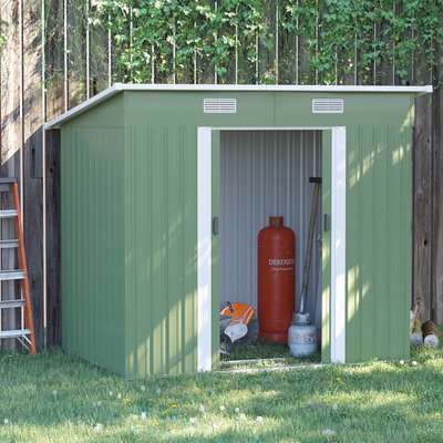 7 x 4ft Outdoor Garden Storage Shed, Tool Storage Box - Light Green