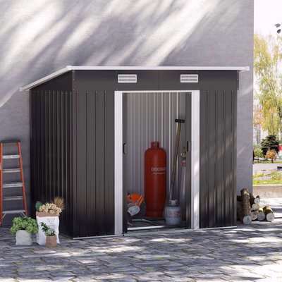 7 x 4ft Outdoor Garden Storage Shed, Tool Storage Box - Black