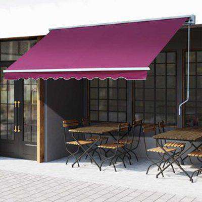3x2.5m Electric Awning On Wall LED Strip - Wine Red