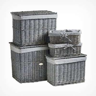 Grey Wicker Basket Set